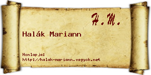 Halák Mariann névjegykártya